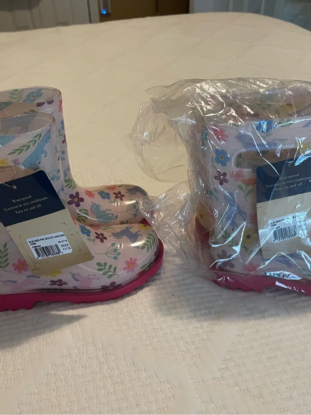 Kids Pink Floral Rain Boots
